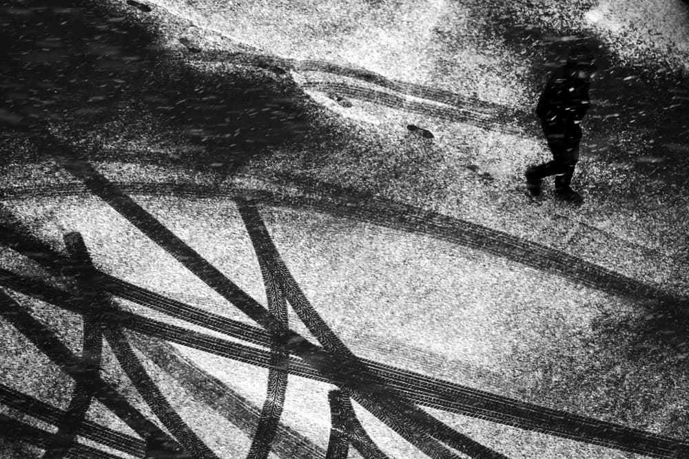 Winter Street Tracks by Emilian Avramescu — canvas wall art