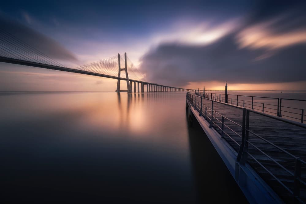 Twilight Bridge Pier by Jorge Ruiz Dueso — canvas wall art
