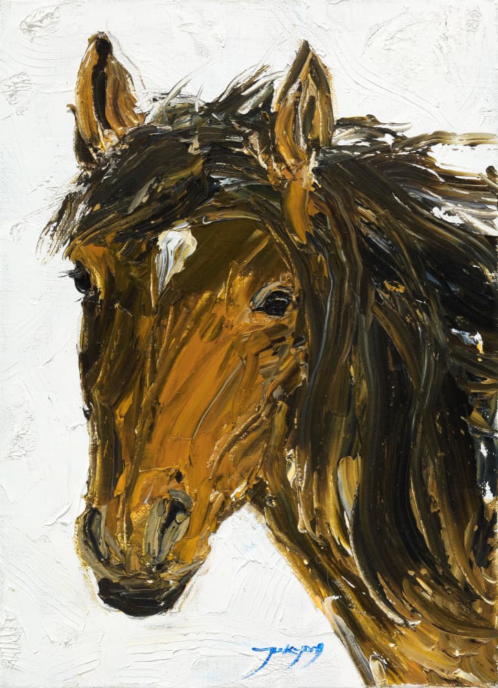 Textured Horse Portrait by Jukyong Park — canvas wall art