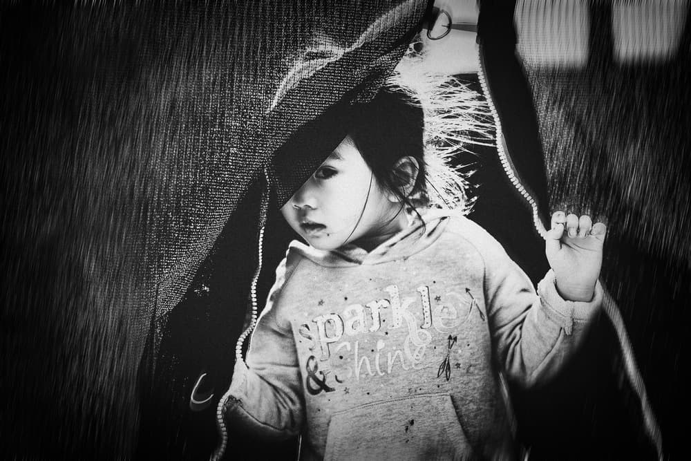 Curious Child Peeking by Despird Zhang — canvas wall art