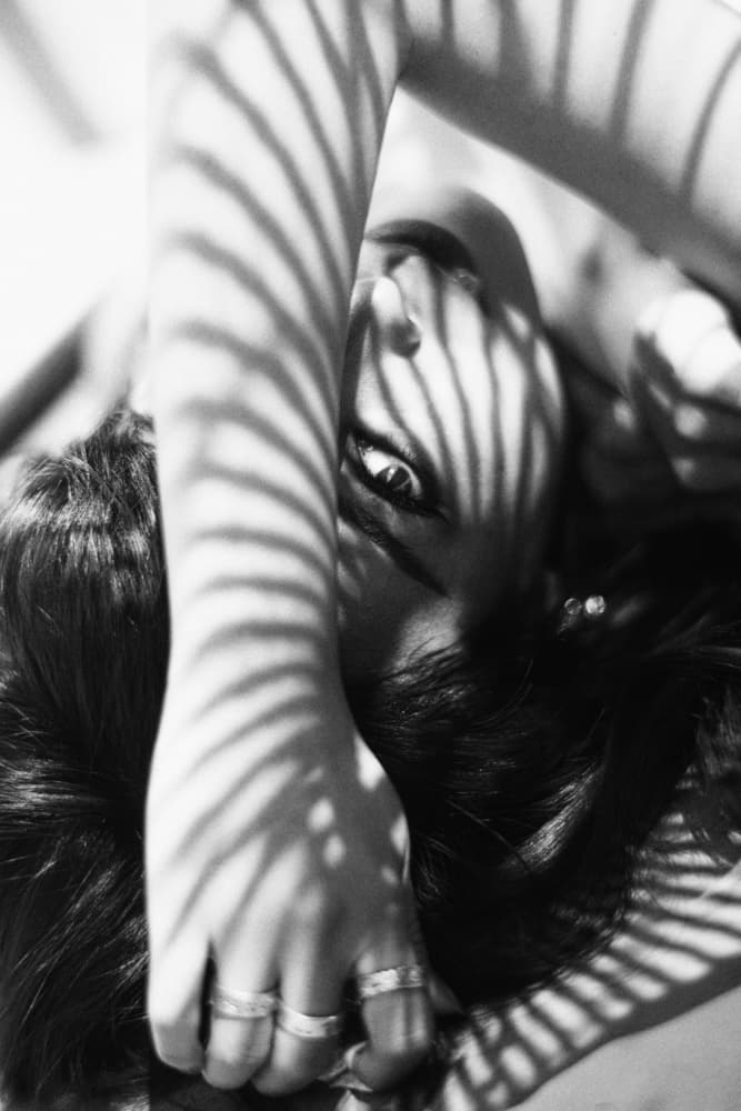 Striped Shadow Woman Portrait by Masatoshi Washimi — canvas wall art