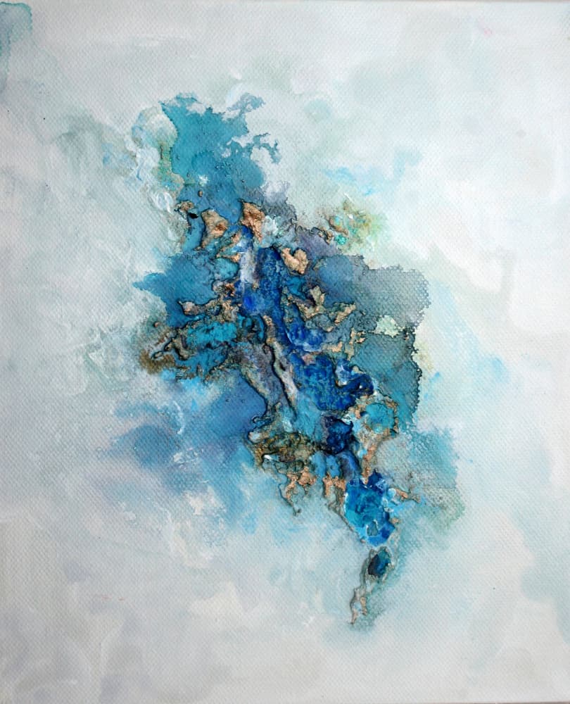 Deep Blue Gold Abstract by Marina Nelson — canvas wall art