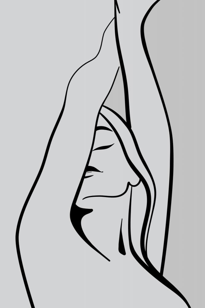 Serene Woman Line Art by Rosana Laiz Blursbyai — canvas wall art