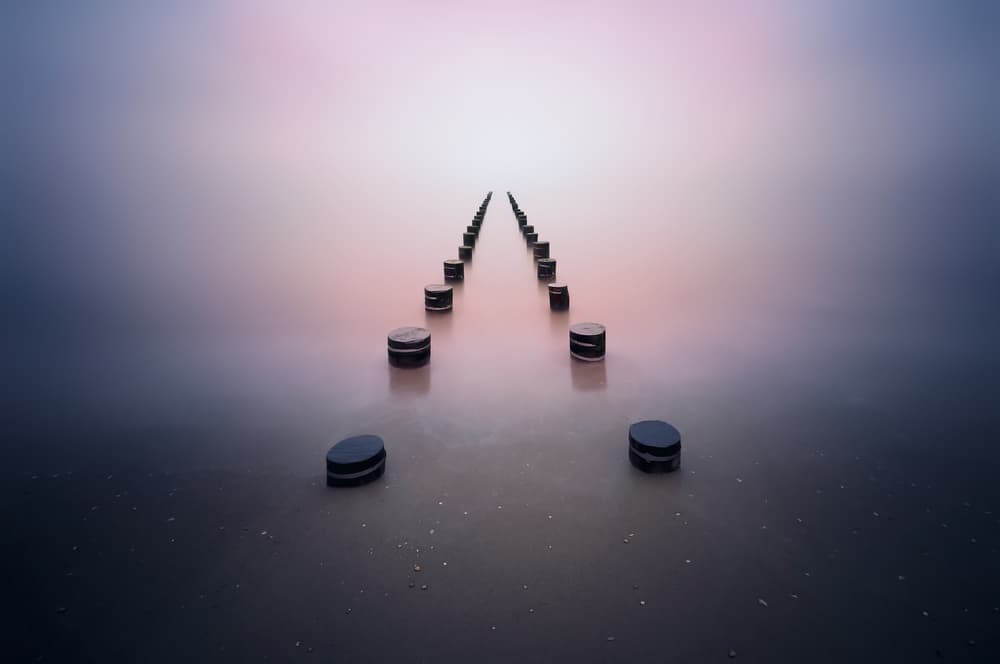 Misty Ocean Pilings by Srecko Jubic — canvas wall art