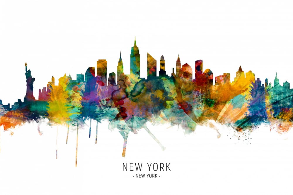Vibrant New York Cityscape by Michael Tompsett — canvas wall art