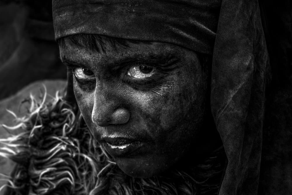 Dark Child Portrait by Mohadese Gholami — canvas wall art