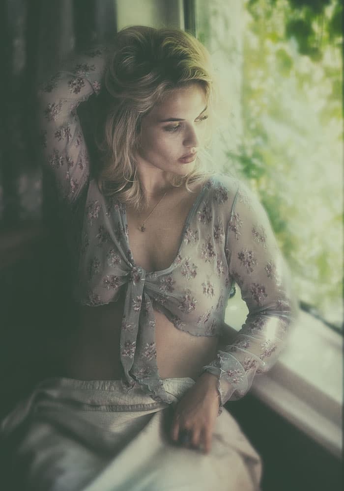 Pensive Blonde By Window by kenp — canvas wall art