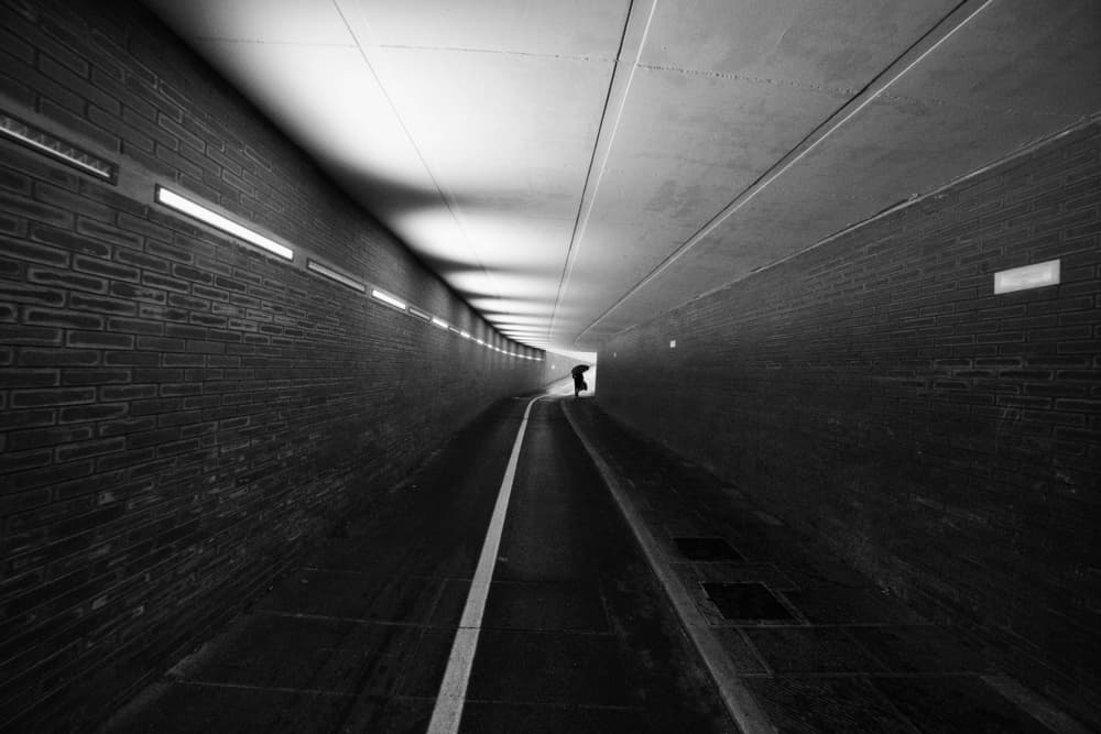 Solitary Figure Tunnel Path by Luciano Caturegli — canvas wall art