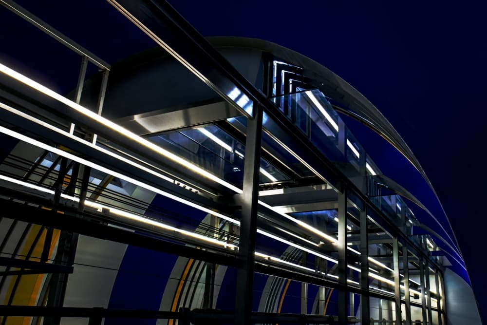Sleek Blue Urban Architecture by Gilbert Claes — canvas wall art