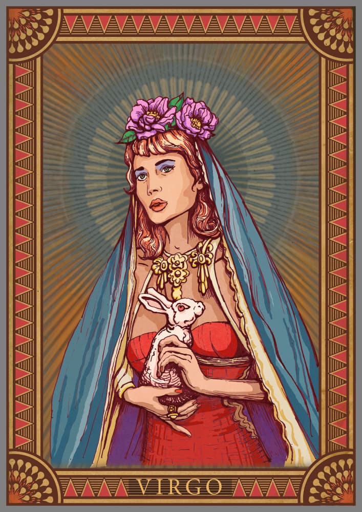 Virgo Maiden with Rabbit by Olga Galeeva — canvas wall art
