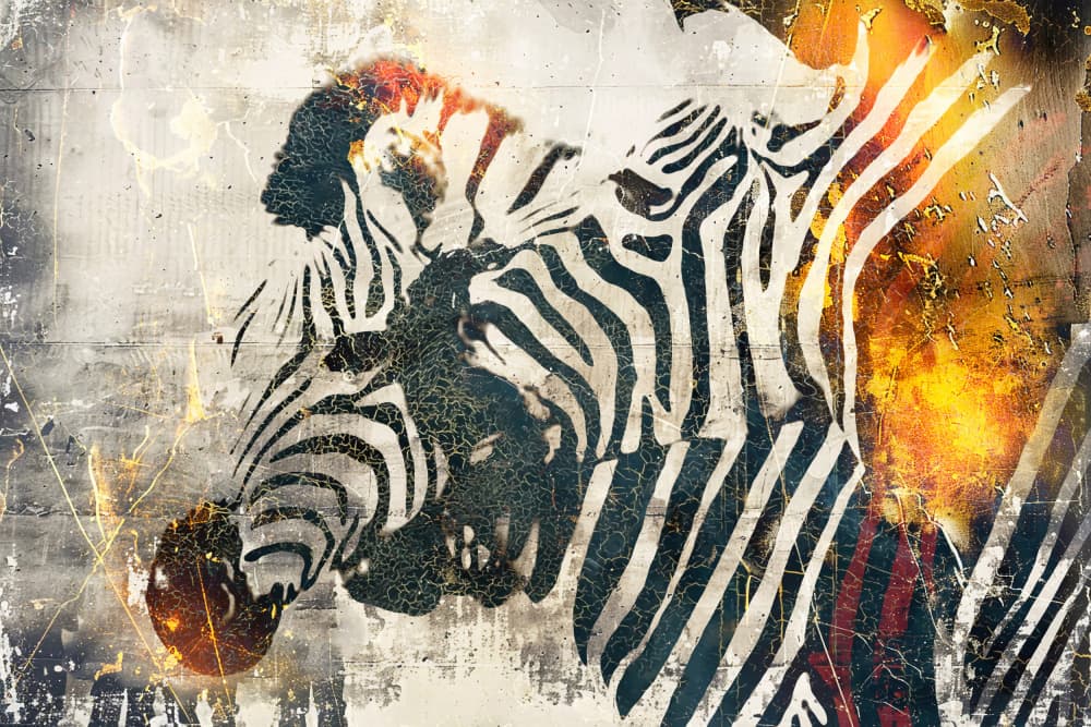 Abstract Fiery Zebras by Rafal Kulik — canvas wall art