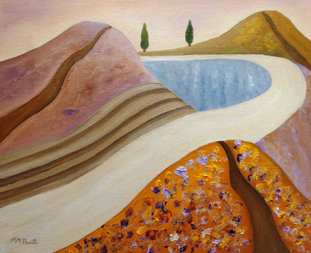 Peaceful Hills and Lake by Angeles M. Pomata — canvas wall art