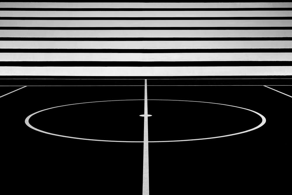 Black White Stadium Court by Rolf Endermann — canvas wall art