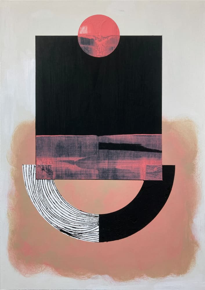 Pink Sun Geometry by David Galan — canvas wall art