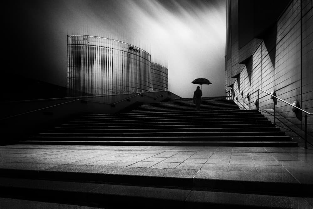 Lone Figure On Stairs by Adam Dauria ☂ — canvas wall art