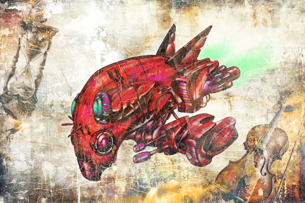 Red Steampunk Machine by Rafal Kulik — canvas wall art