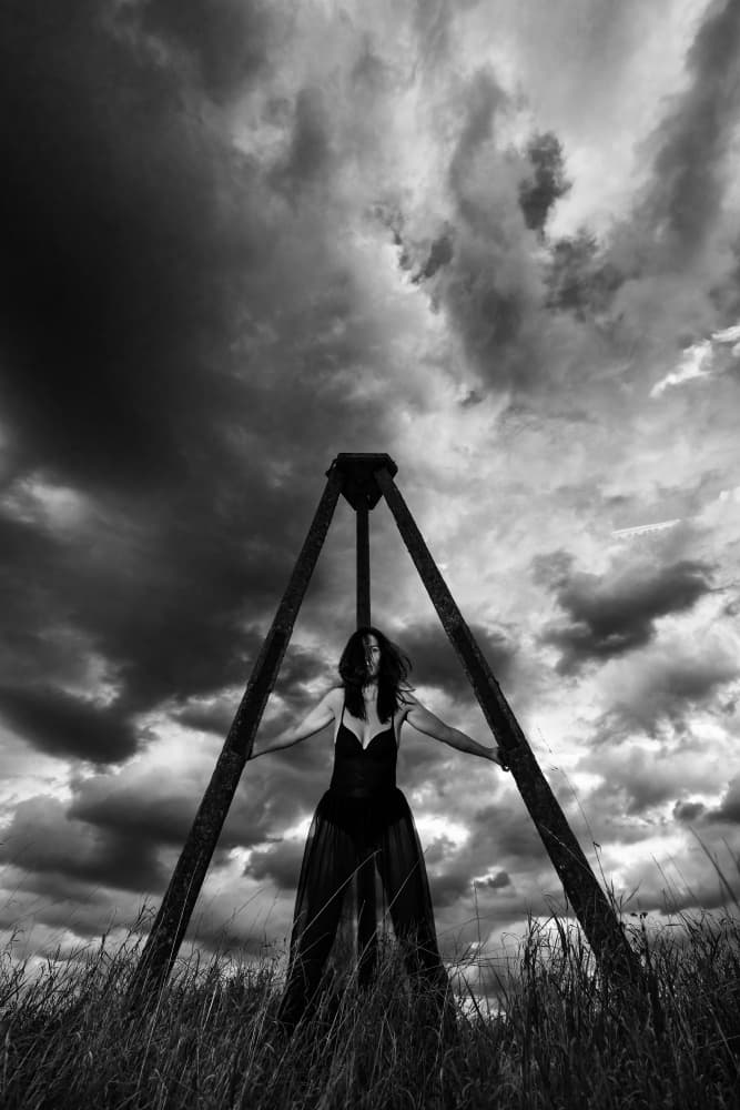 Powerful Woman Stormy Sky by Leszek Paradowski — canvas wall art