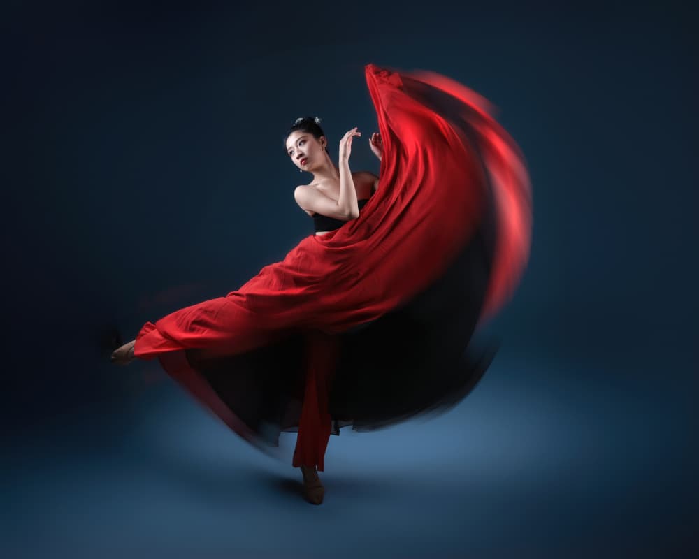 Flowing Red Dance by Catherine Wang — canvas wall art