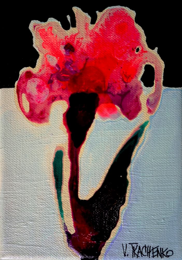 Red Abstract Bloom by Victor Tkachenko — canvas wall art