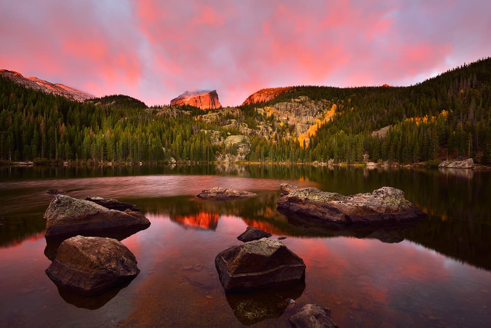 Vibrant Mountain Lake Dawn by Mei Xu — canvas wall art