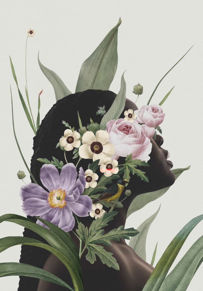 Blooming Woman Profile by Frida Floral Studio — canvas wall art
