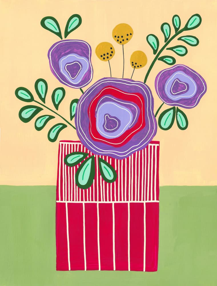 Colorful Striped Vase Flowers