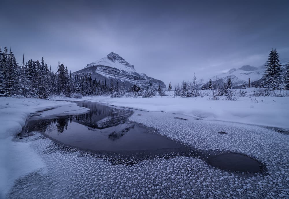 Winter Mountain Reflection by Donald Luo — canvas wall art