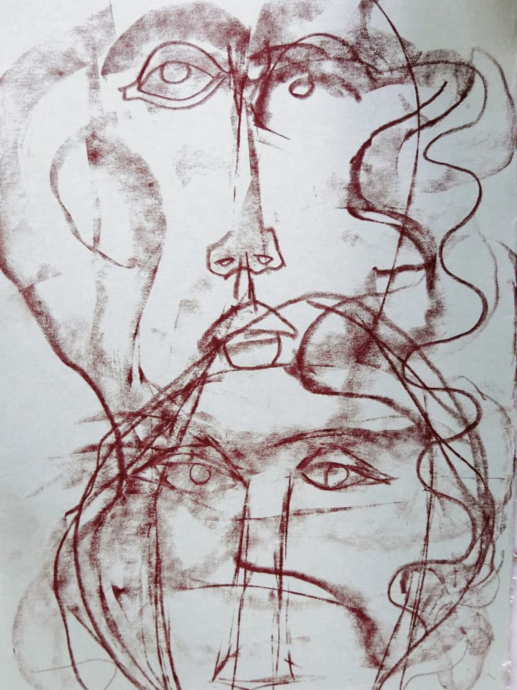 Expressive Cubist Faces by Doris Schmitz — canvas wall art