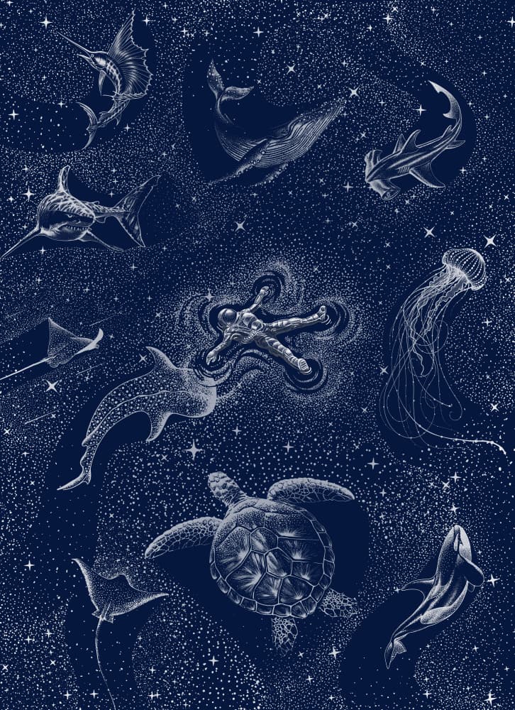 Astronaut Ocean Stars by Alirıza ÇAKIR — canvas wall art