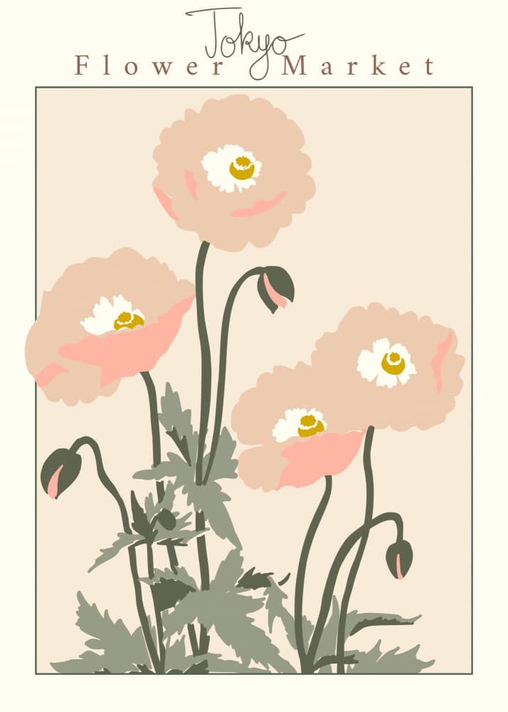 Tokyo Poppy Market by Annick — canvas wall art