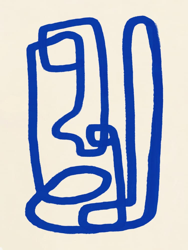 Blue Abstract Face by Little Dean — canvas wall art