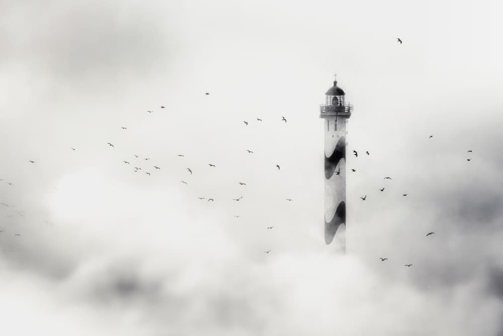 Lighthouse in the Clouds by Piet Flour — canvas wall art