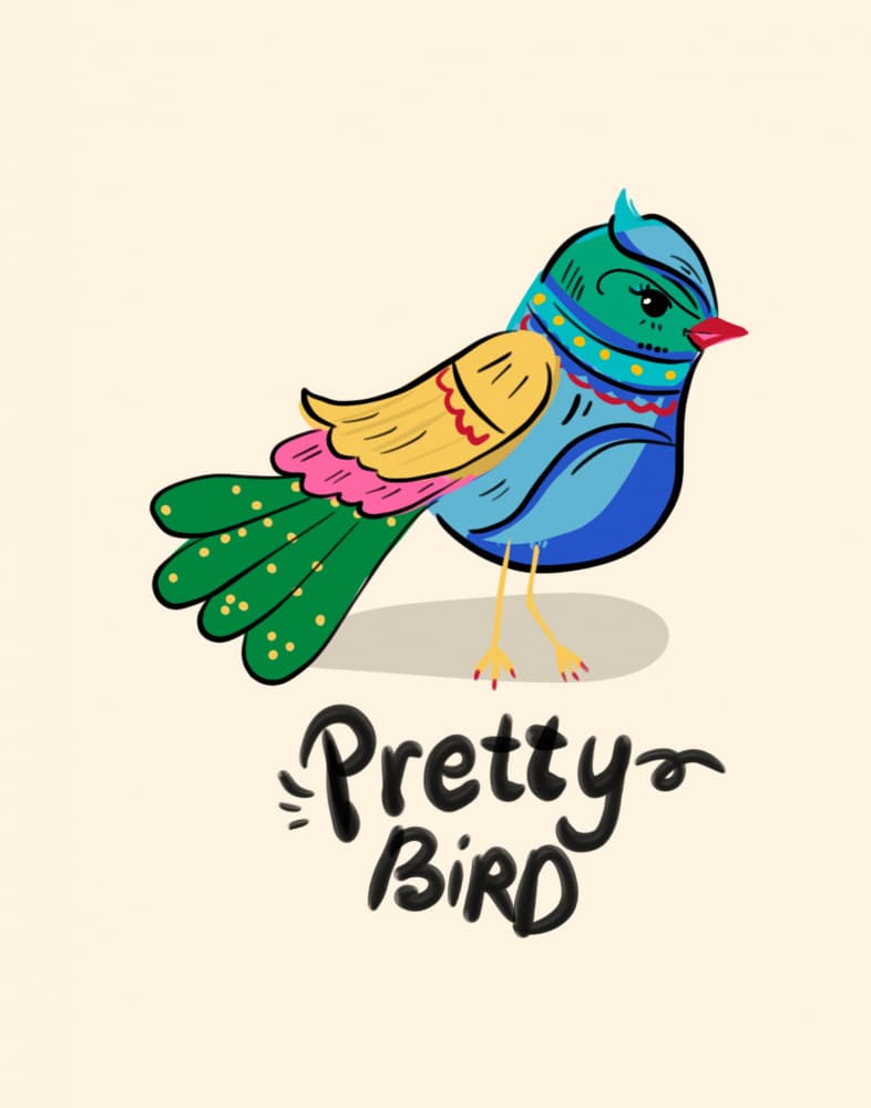 Pretty Colorful Bird by sucidraw — canvas wall art