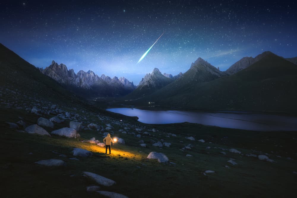 Shooting Star Mountain Night by Yuan Cui — canvas wall art