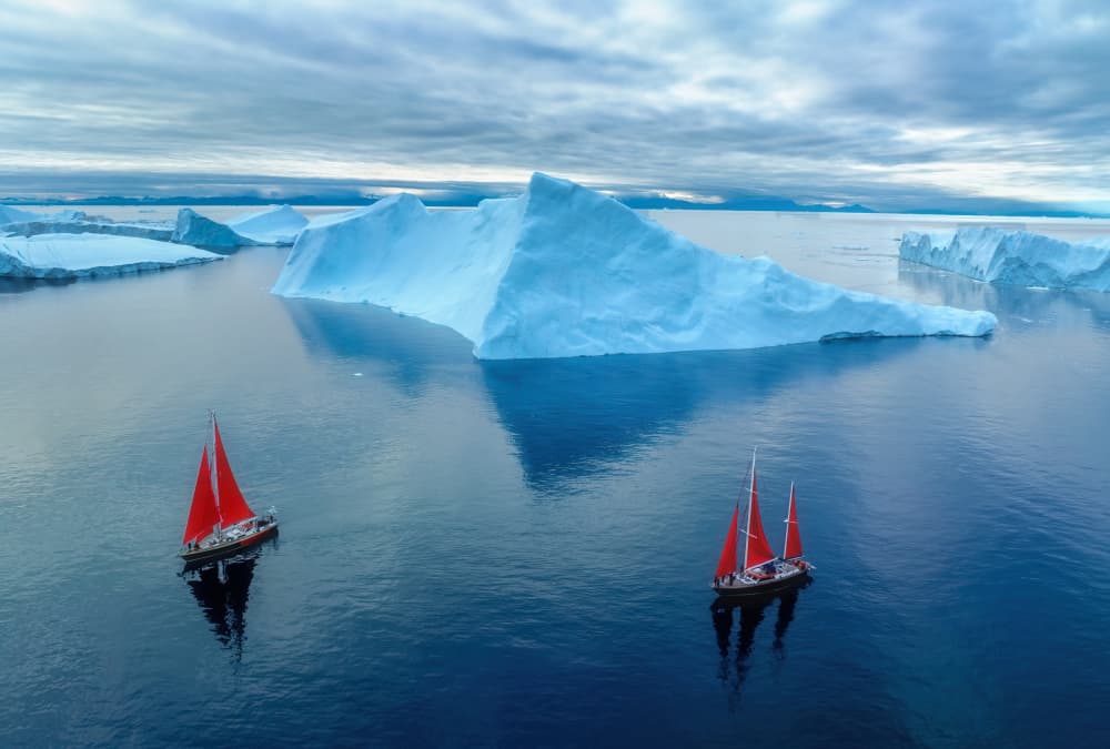 Red Sails Arctic Serenity by Jie Jin — canvas wall art