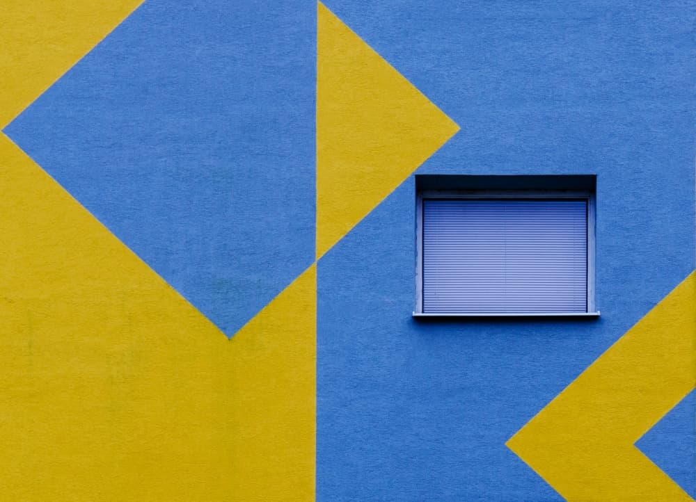 Blue Yellow Geometric Window by Karol Važan — canvas wall art