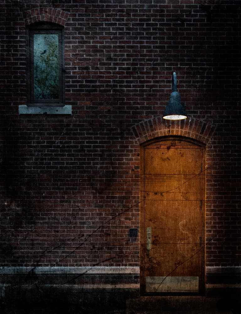 Dark Alley Doorway Light by Hattie Stamer — canvas wall art
