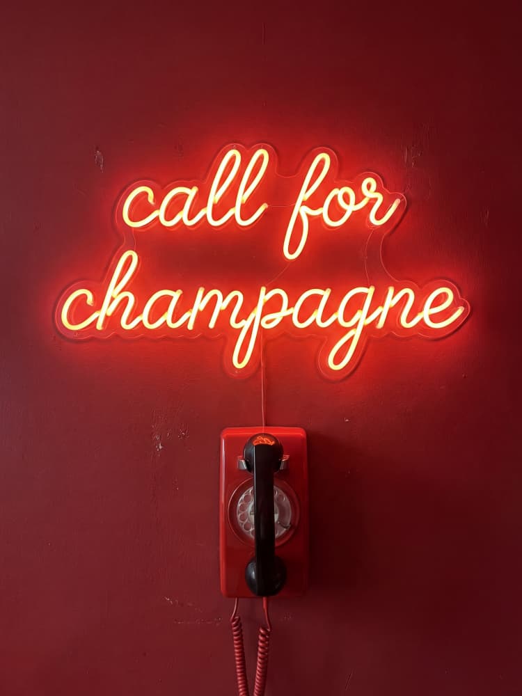Call For Champagne Neon by Andreas Magnusson — canvas wall art