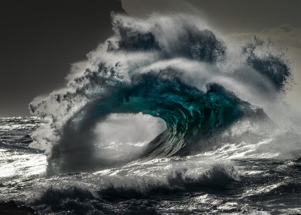 Powerful Teal Wave by Ken Fong — canvas wall art