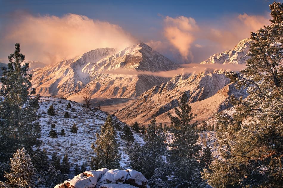 Golden Hour Winter Mountains by Chris Moore — canvas wall art
