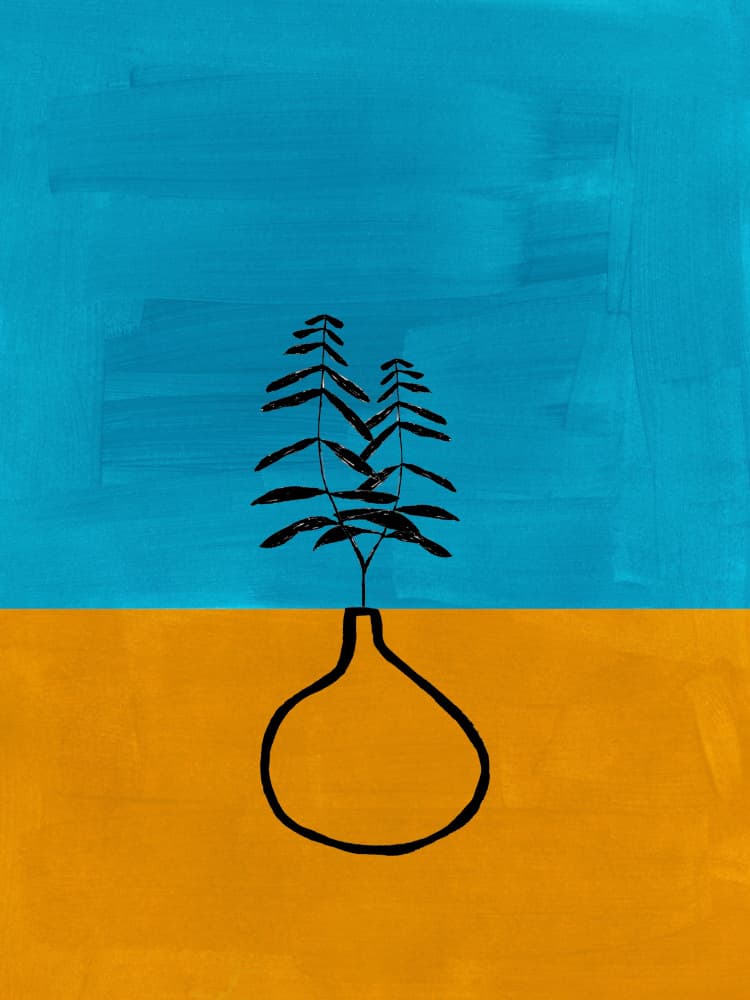 Serene Blue Yellow Plant by Ejaaz Haniff — canvas wall art