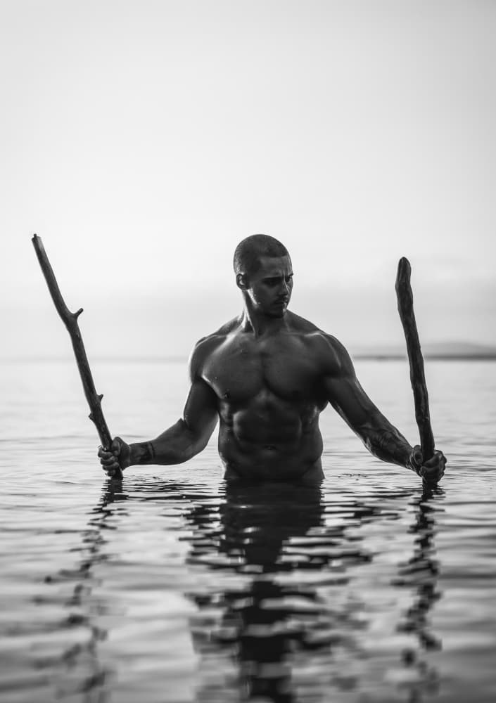 Strong Warrior In Water by James Graf — canvas wall art