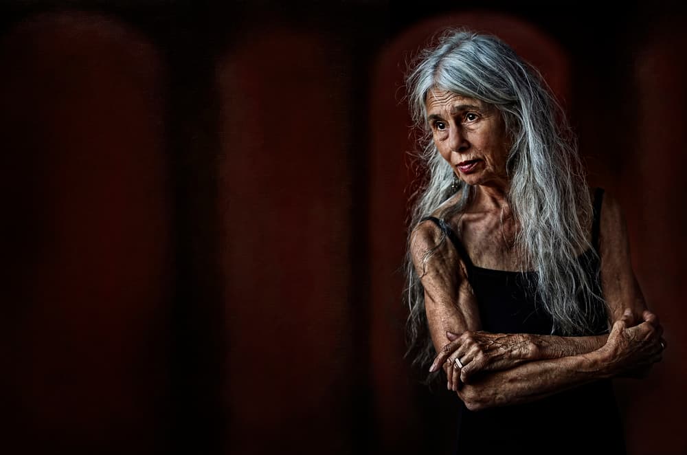 Pensive Gray-Haired Woman by Claude Brazeau — canvas wall art