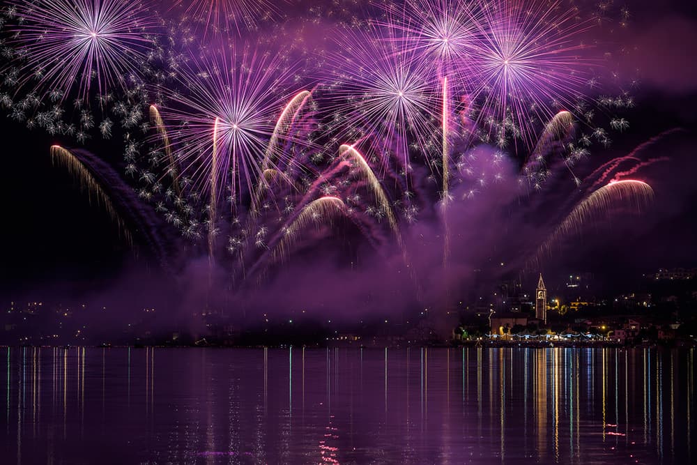 Purple Night Fireworks by Roberto Marini — canvas wall art