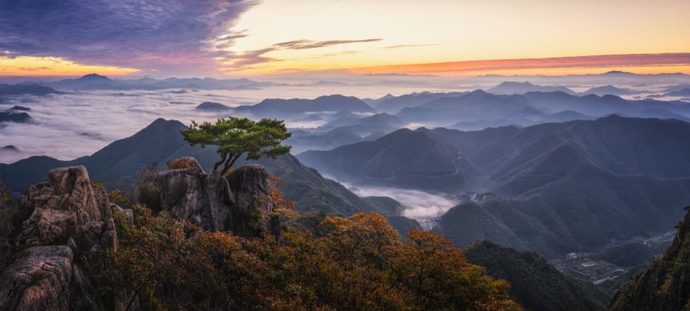 Majestic Mountain Twilight by Tiger Seo — canvas wall art