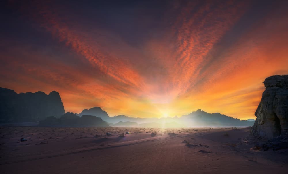 Dramatic Desert Sunset by joanaduenas — canvas wall art