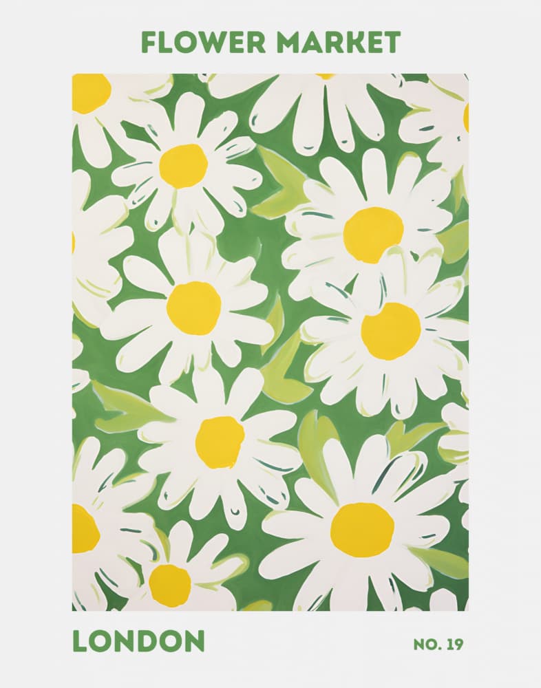 Cheerful Daisy Pattern by Jolly and Dash — canvas wall art