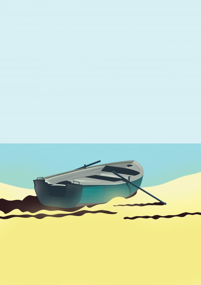 Calm Beach Rowboat by Nicholas — canvas wall art