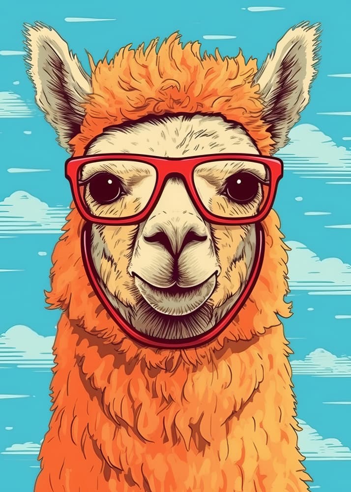 Cool Llama with Glasses by Bilge Paksoylu — canvas wall art