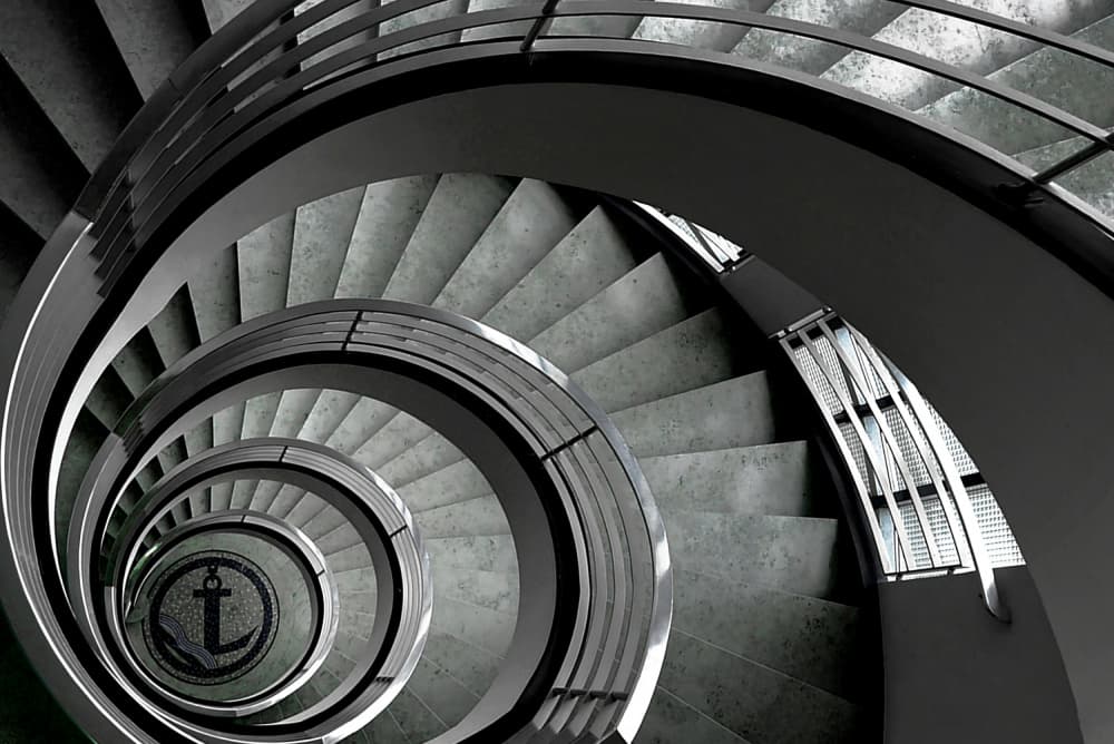 Geometric Spiral Staircase by Jorge Pimenta — canvas wall art